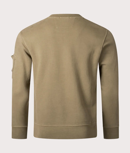 Cp Company Brushed Emerised Resist Dyed Lens Sweatshirt In Walnut Brown