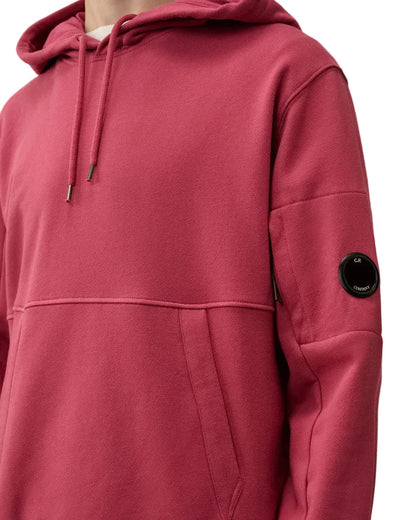 Cp Company 16cm Diagonal Raised Lens Overhead Hoodie In Red Bud