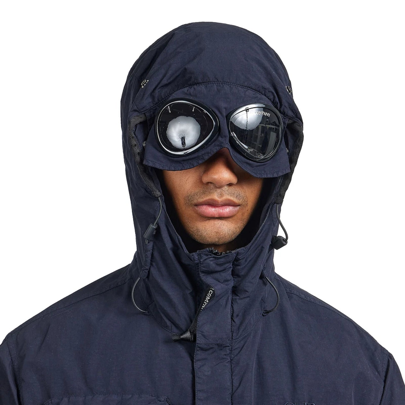 Cp Company Flatt Nylon Goggle Jacket In Navy