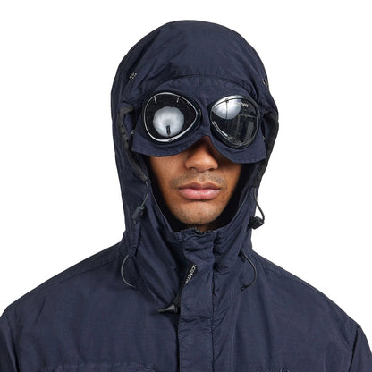Cp Company Flatt Nylon Goggle Jacket In Navy