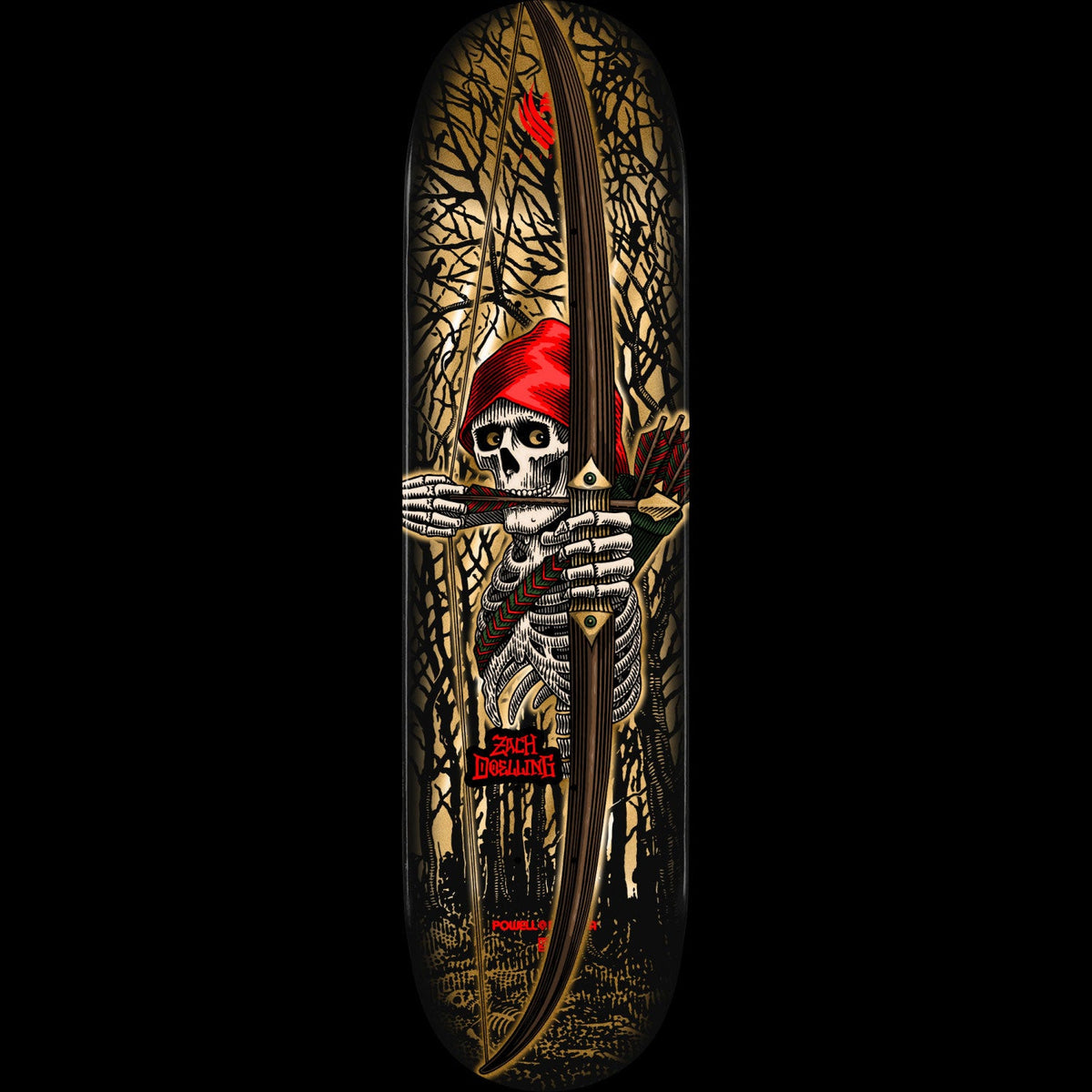 Powell Peralta Skateboard Deck Flight Zach Doelling Archer Twin Gold Foil 8.3" x 31.61"