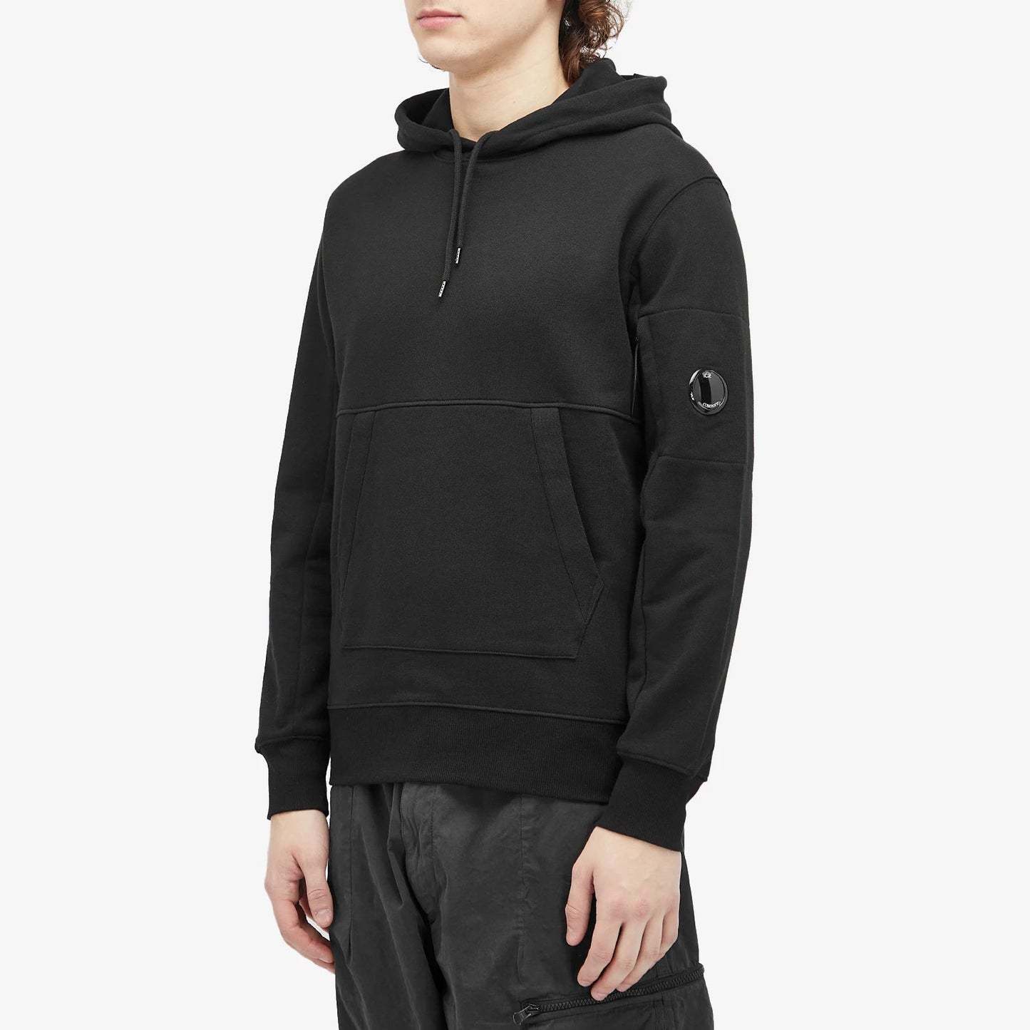 Cp Company Diagonal Raised Lens Overhead Hoodie In Black