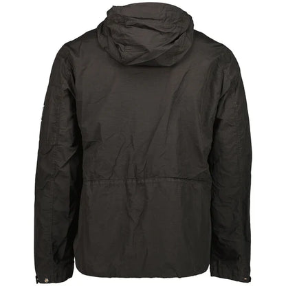 Cp Company Flatt Nylon Reversible Hooded Lens Jacket In Black