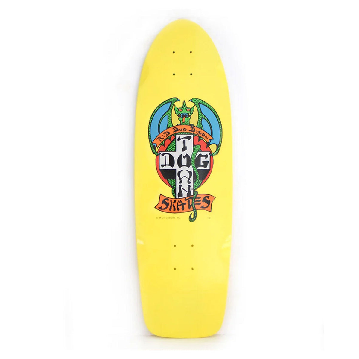Dogtown Old School Skateboard Deck OG Red Dog 70's Rider Yellow 9" x 30.57"