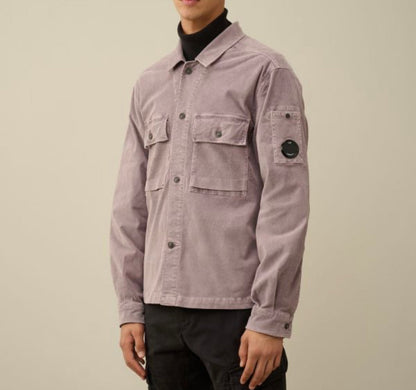 Cp Company Corduroy Utility Lens Overshirt In Purple Dove