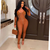 Load image into Gallery viewer, Sade corset mesh jumpsuit (Brown)