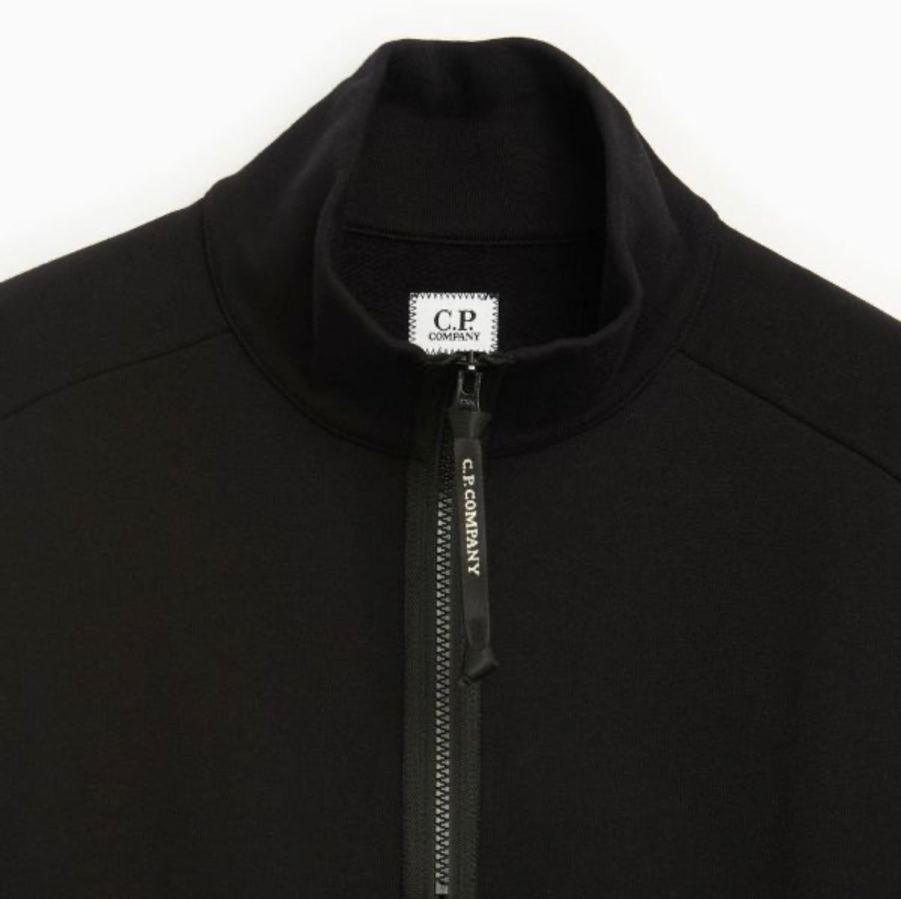 Cp Company 16Cm Diagonal Raised Quarter Zip Lens Sweatshirt In Black