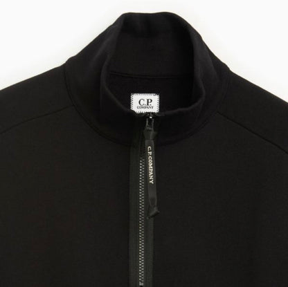 Cp Company 16Cm Diagonal Raised Quarter Zip Lens Sweatshirt In Black