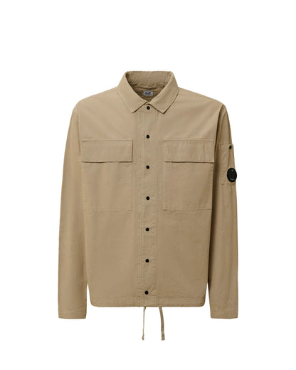 Cp Company Microreps Peached Lens Overshirt In London Fog Grey