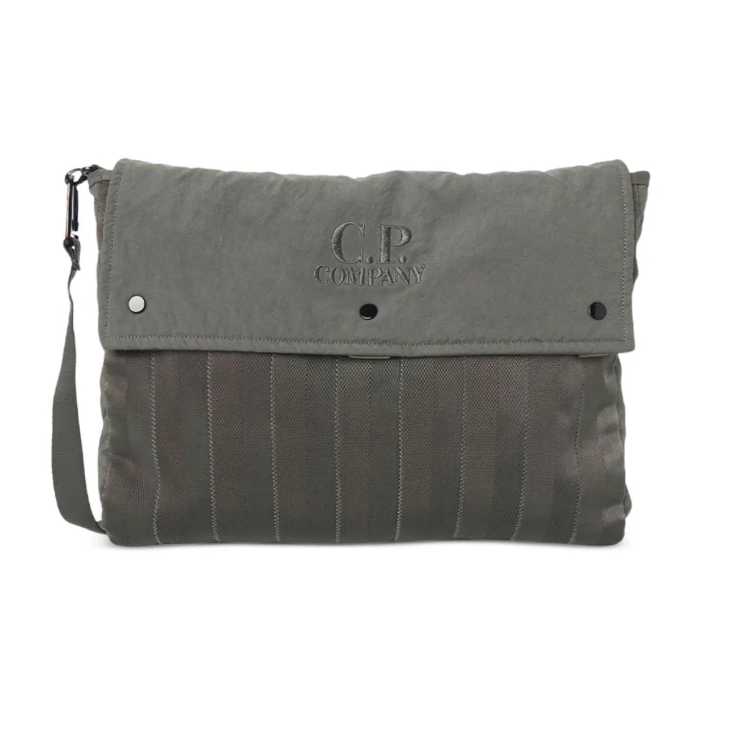 Cp Company Logo Herringbone Messenger Bag In Smoked Pearl with Certilogo