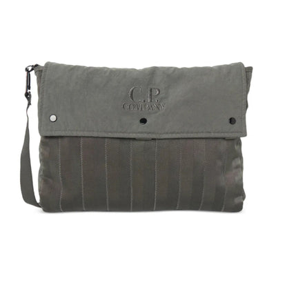 Cp Company Logo Herringbone Messenger Bag In Smoked Pearl with Certilogo
