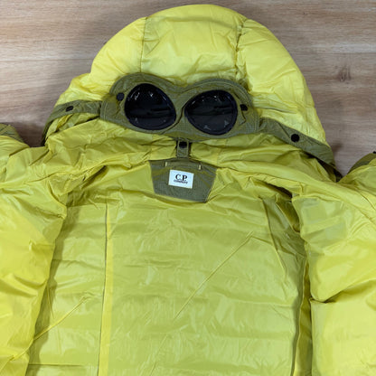 C.P. Company D.D. Shell Goggle Down Jacket in Green Sheen - Yellow