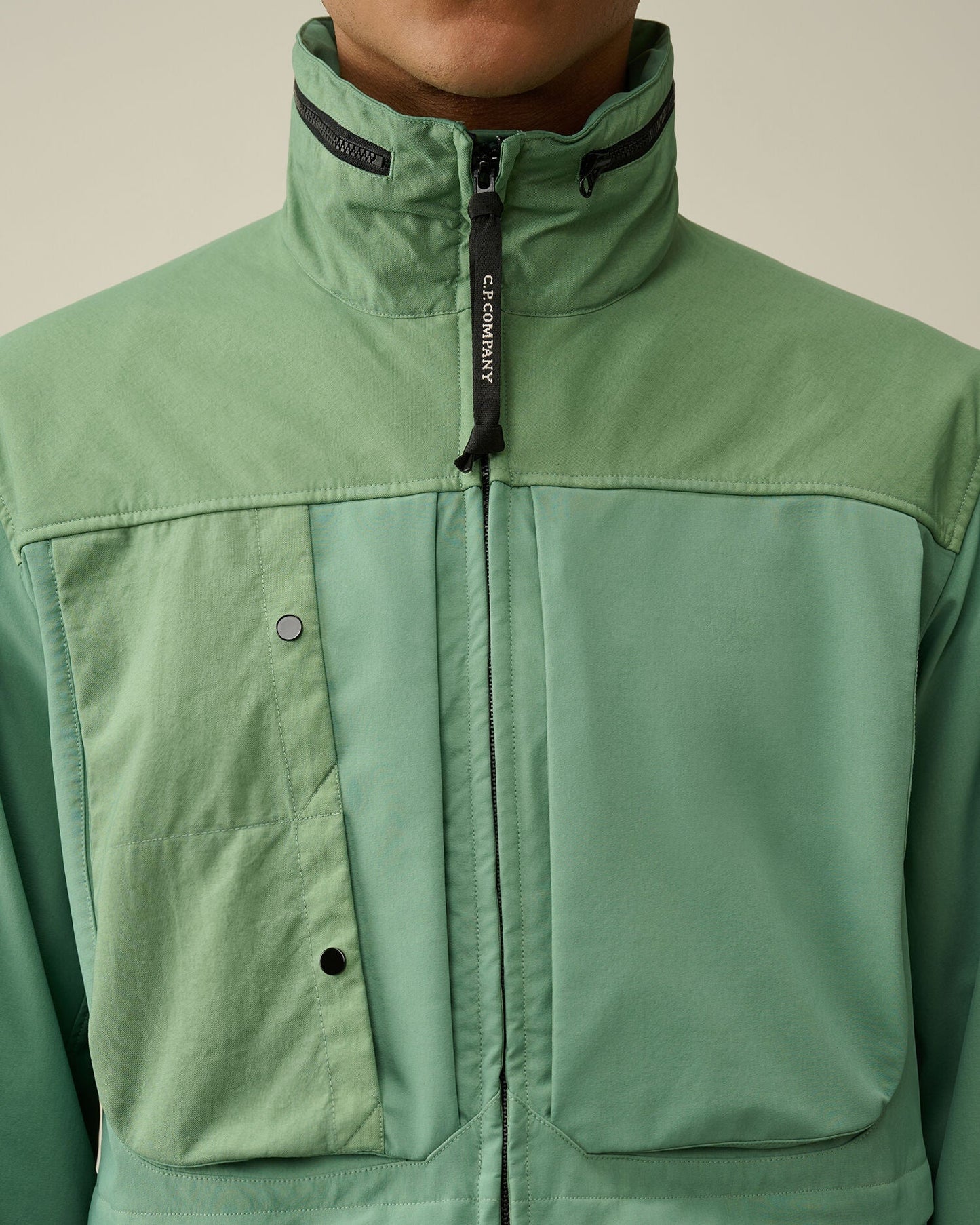 Cp Company Gd Shell Mixed Jacket In Green Bay