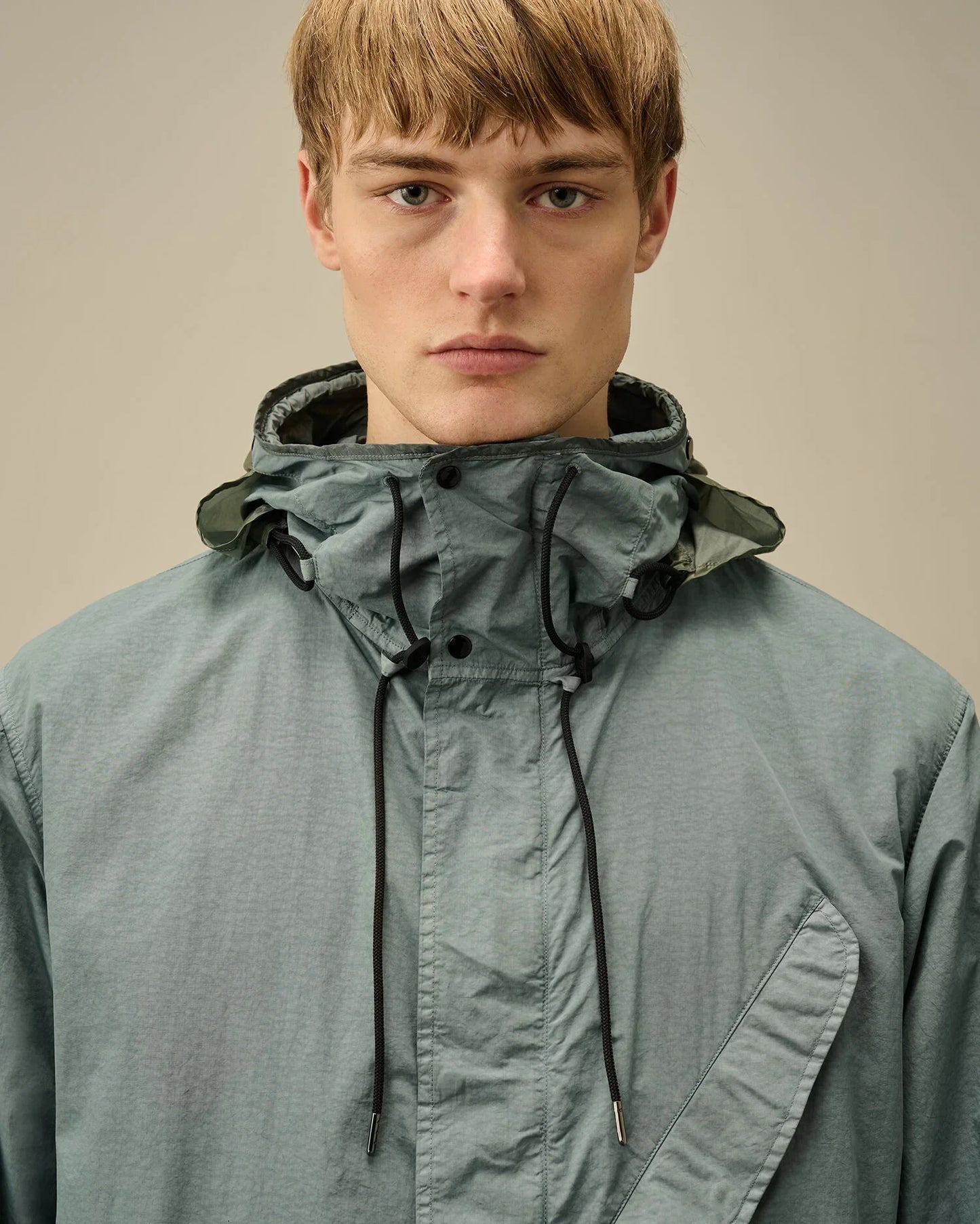 Cp Company Flatt Nylon Fishtail Goggle Parka Jacket In Stormy Weather