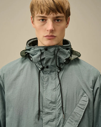 Cp Company Flatt Nylon Fishtail Goggle Parka Jacket In Stormy Weather