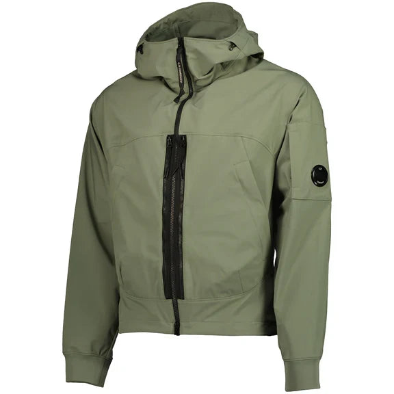 Cp Company Shell-R Hooded Lens Jacket In Agave Green
