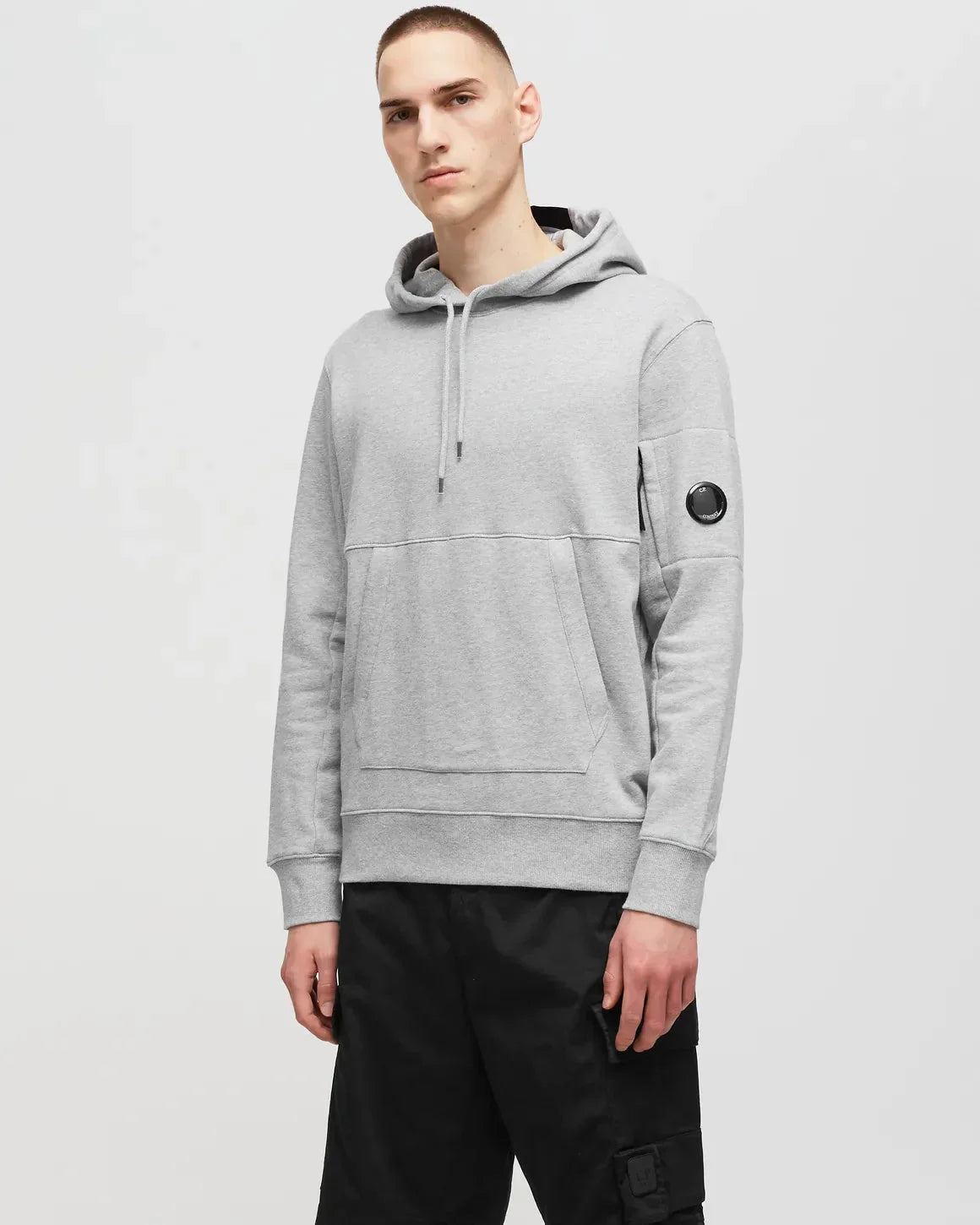 Cp Company 16cm Diagonal Raised Lens Overhead Hoodie In Grey M93