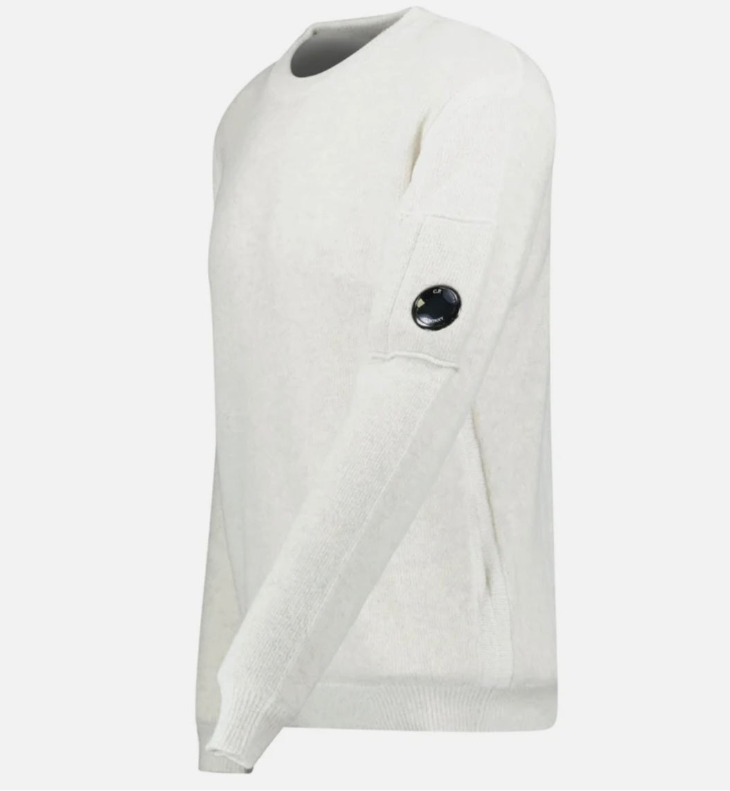 Cp Company Vanise Lens Knit Sweatshirt In White Melange