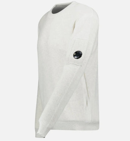 Cp Company Vanise Lens Knit Sweatshirt In White Melange