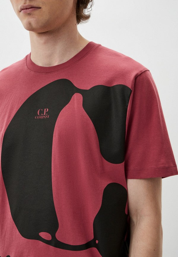Cp Company 144A 30/1 Jersey Wrap Graphic Logo T-Shirt In Red Bud