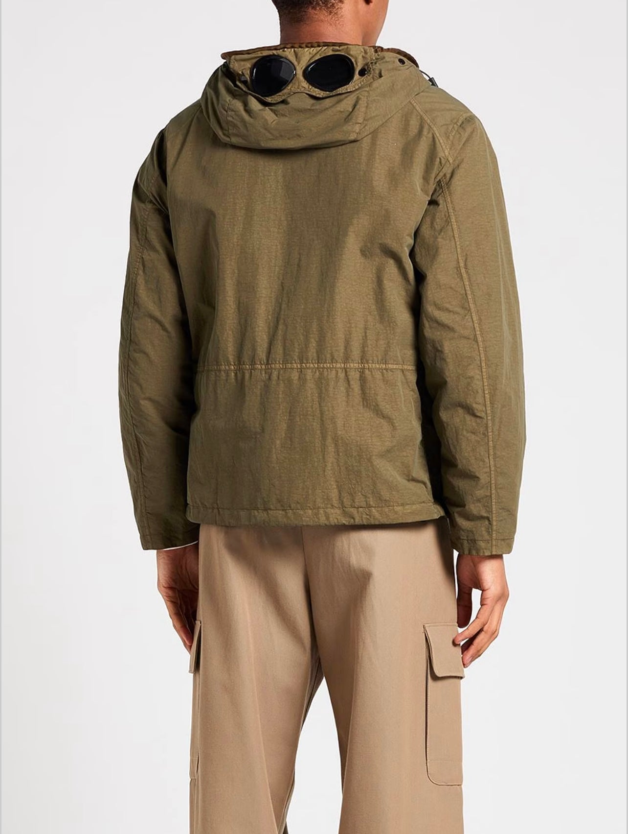 Cp Company Flatt Nylon Goggle Jacket In Ivy Green