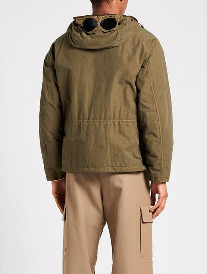 Cp Company Flatt Nylon Goggle Jacket In Ivy Green