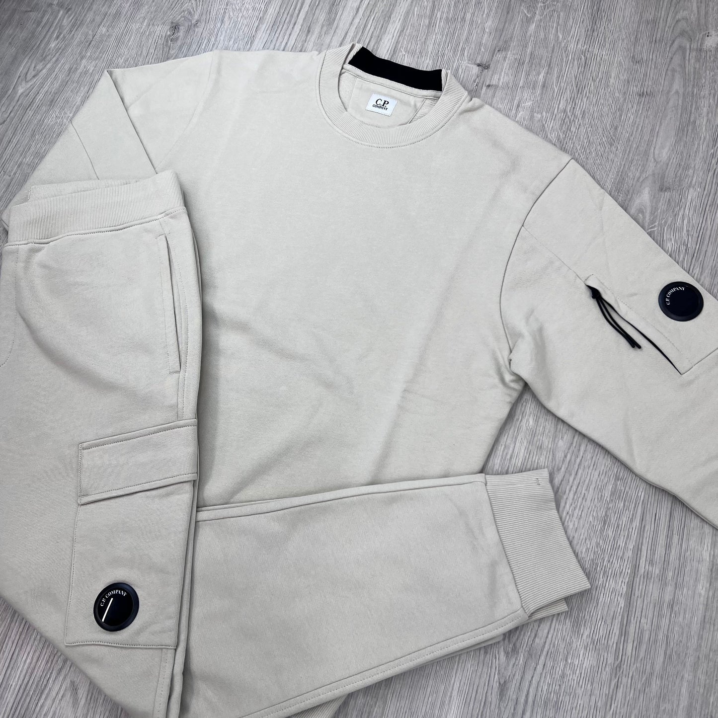 CP Company Raised Fleece Tracksuit - Silver Birch