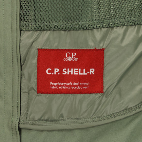 Cp Company Shell-R Hooded Lens Jacket In Agave Green