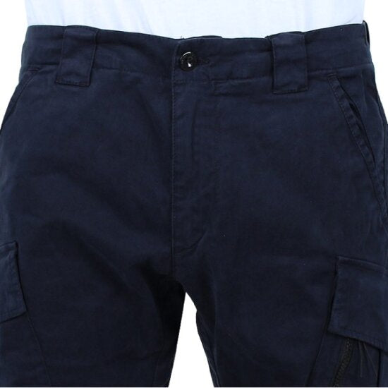 Cp Company 124A Stretch Satin Lens Cargo Pants In Navy