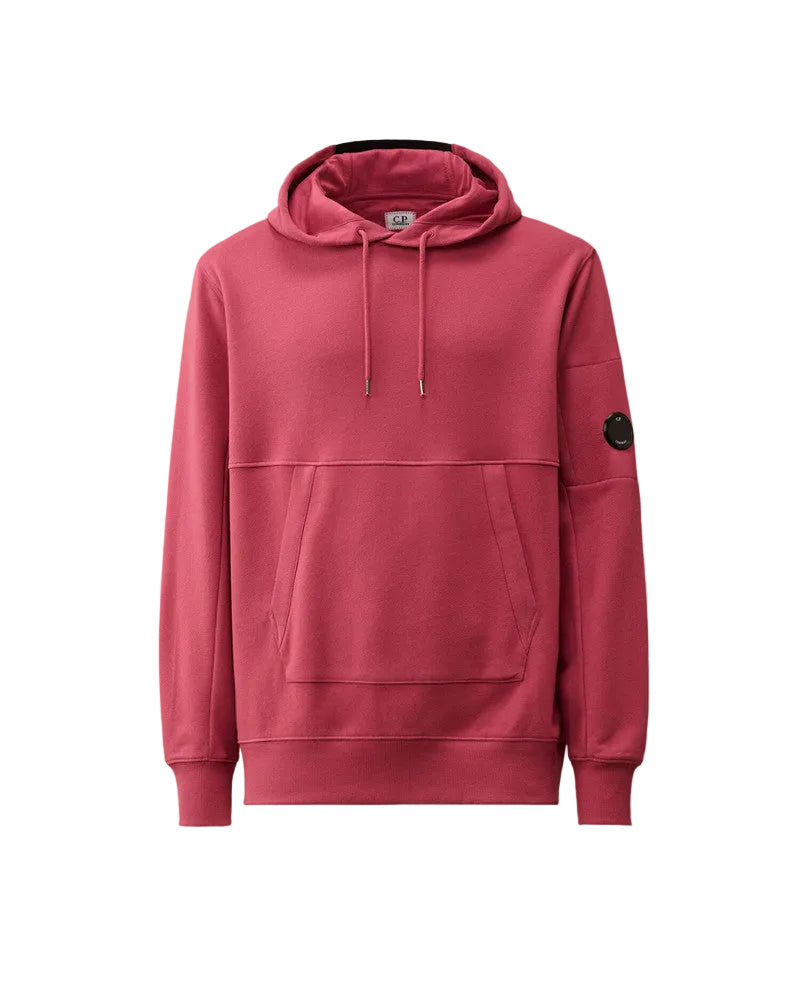 Cp Company 16cm Diagonal Raised Lens Overhead Hoodie In Red Bud
