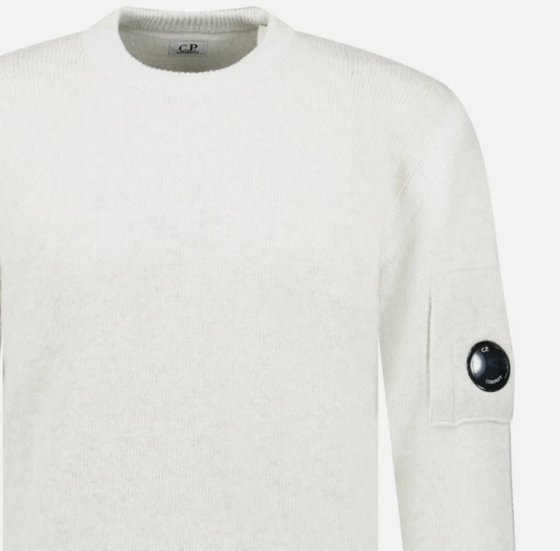 Cp Company Vanise Lens Knit Sweatshirt In White Melange