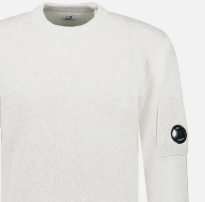 Cp Company Vanise Lens Knit Sweatshirt In White Melange