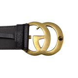 Load image into Gallery viewer, Gucci Wide Belt Double G Dj20 T 1000 Calfskinleather Black Goldhardware