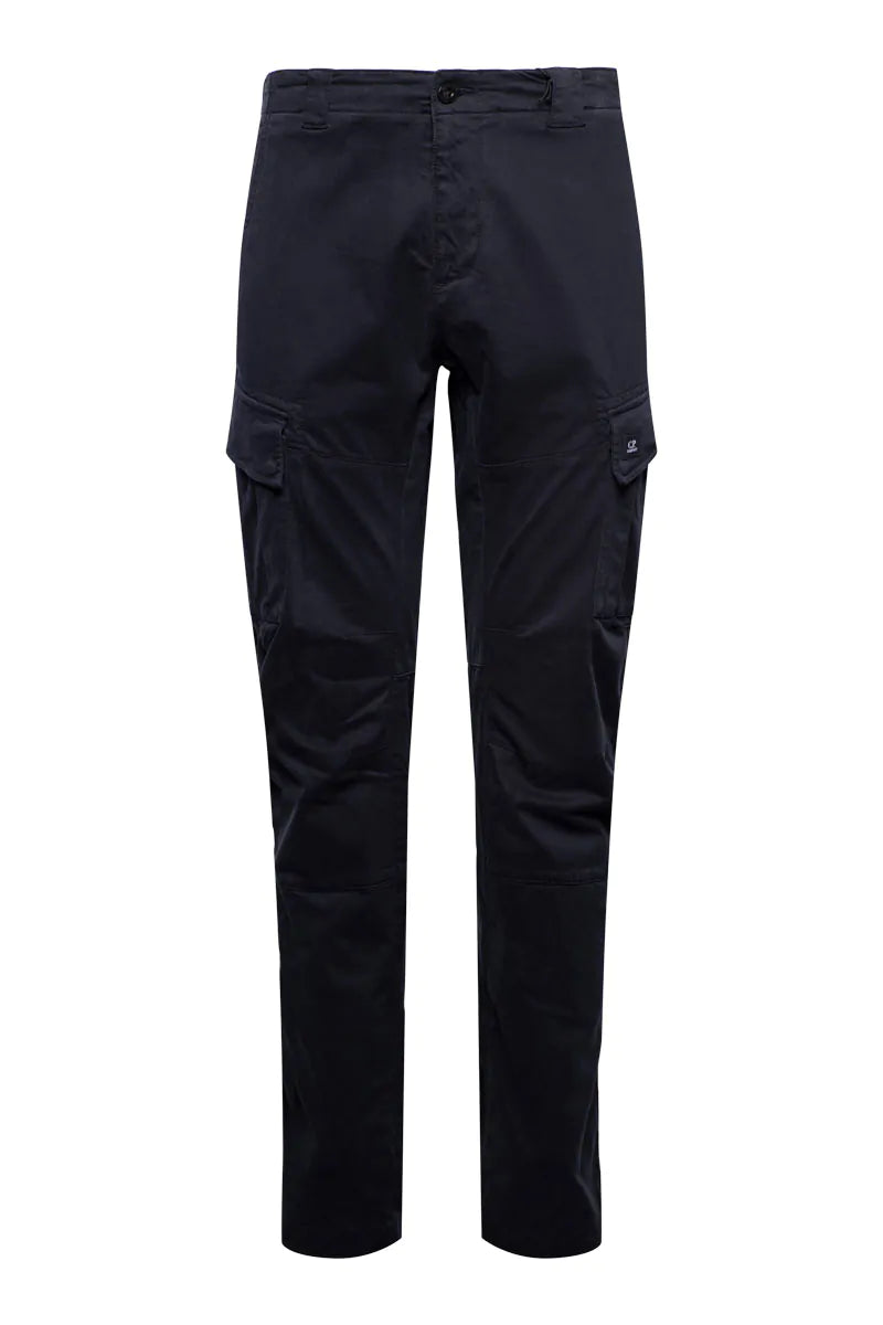 Cp Company 117A Stretch Satin Logo Cargo Pants In Navy