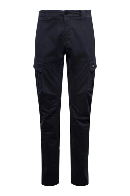 Cp Company 117A Stretch Satin Logo Cargo Pants In Navy