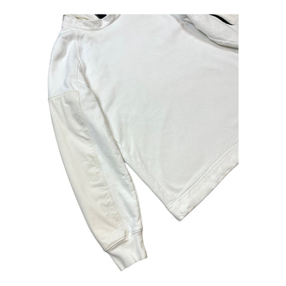 Cp Company Diagonal Raised Mixed Shell Hoodie In White