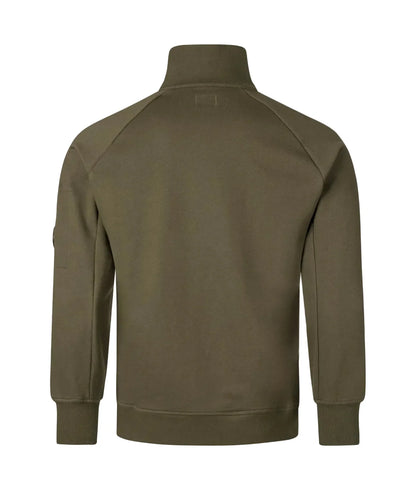 Cp Company 16cm Diagonal Raised Quarter Zip Lens Sweatshirt In Ivy Green