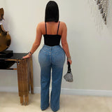 Load image into Gallery viewer, Bow crystal  jeans (Blue/black/silver)
