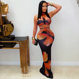 Load image into Gallery viewer, Asara flower maxi dress (Orange/black)