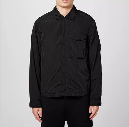 Cp Company 095A Chrome-R Full Zip Overshirt Black with Certilogo