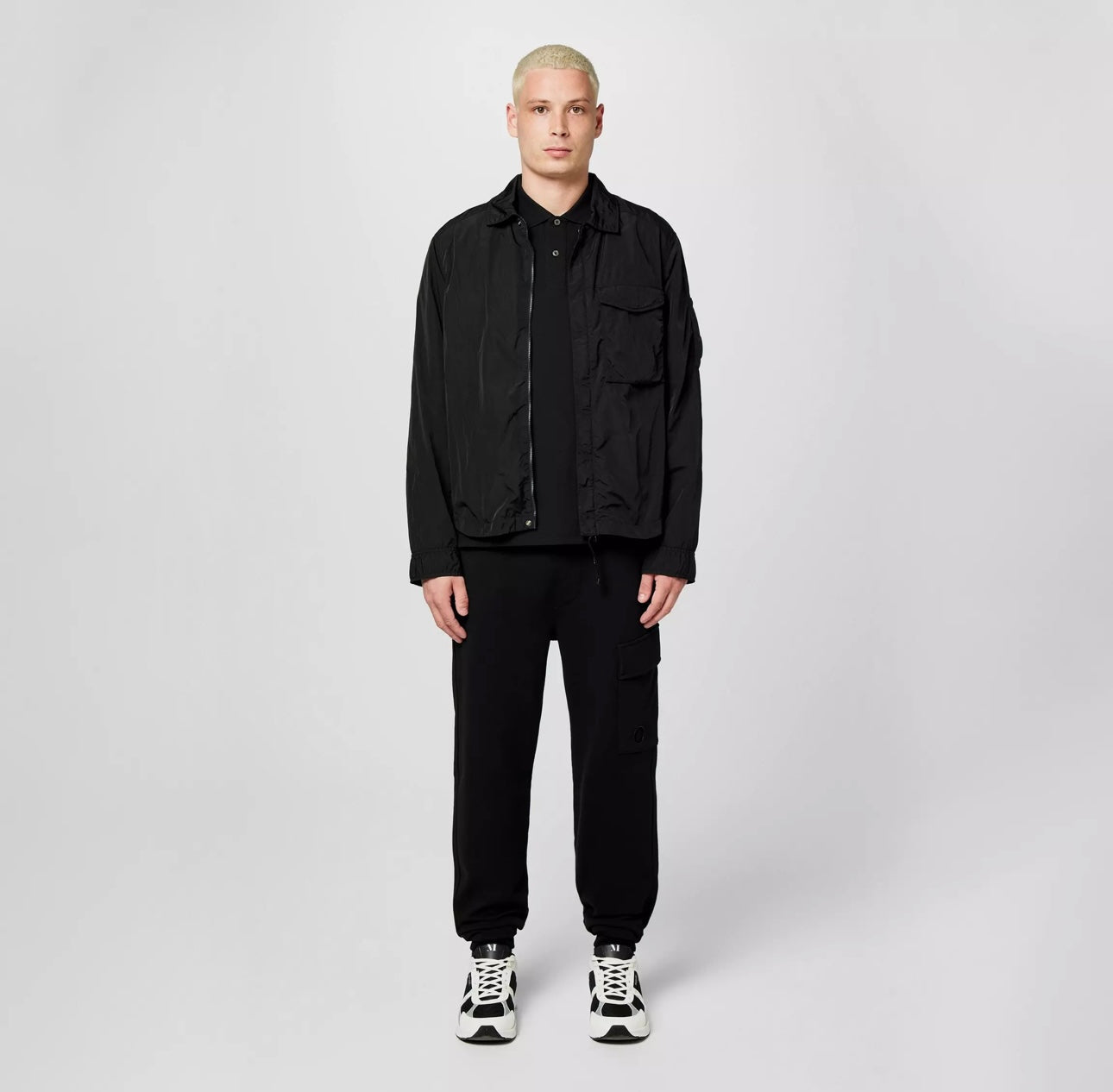 Cp Company 095A Chrome-R Full Zip Overshirt Black with Certilogo