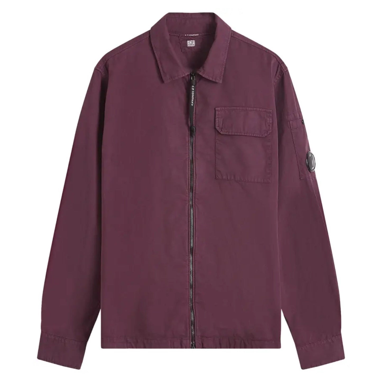 Cp Company 124A Organic Gabardine Lens Zip Overshirt In Potent Purple