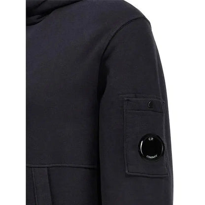 Cp Company Garment Dyed Overhead Lens Hoodie In Navy
