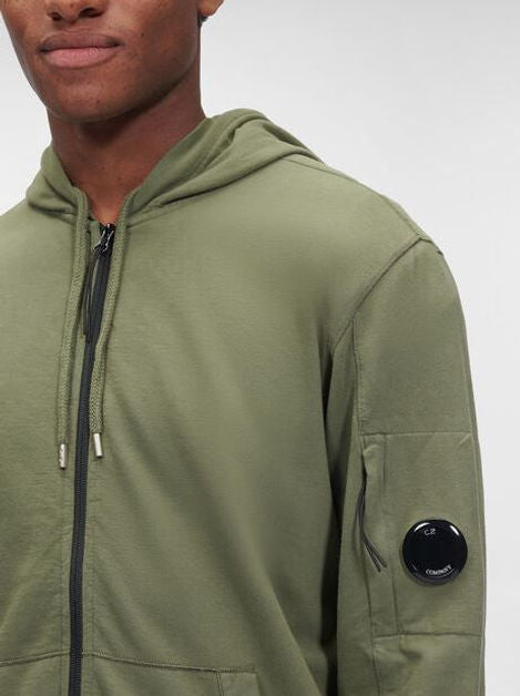 Cp Company Hooded Lens Full Zip In Bronze Green