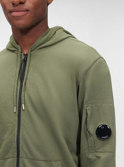 Cp Company Hooded Lens Full Zip In Bronze Green
