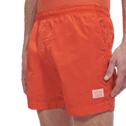Cp Company Eco-Chrome R Stitch Logo Swim Shorts Harvest Pumpkin