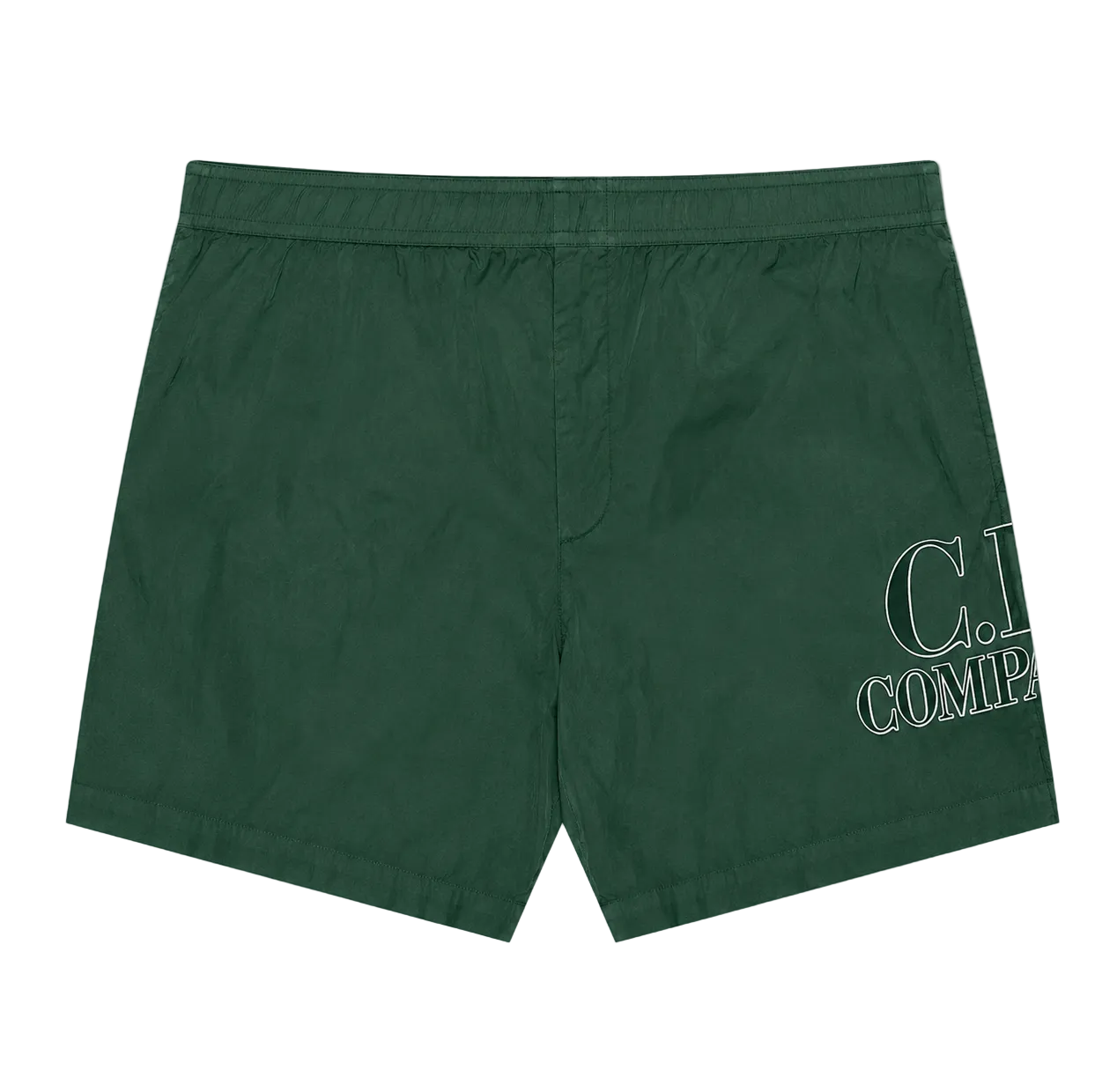 Cp Company 218A Eco-Chrome Logo Swim Shorts In Duck Green