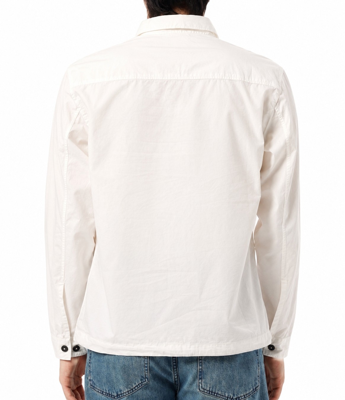Cp Company 142A Organic Cotton Gabardine Overshirt In White with Certilogo