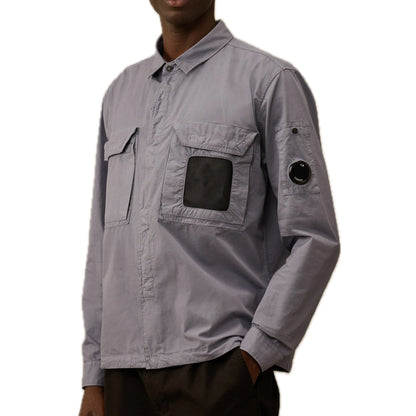 Cp Company 142A Organic Cotton Gabardine Overshirt With Certilogo Lavender