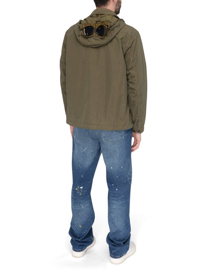 Cp Company 090A Flatt Nylon Goggle Overshirt In Ivy Green With Certilogo